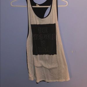 Black and white “the struggle is real” tank top